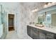 Bathroom featuring double vanities and a walk-in glass shower at 7513 Lancaster Hwy # 6, Waxhaw, NC 28173