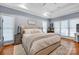 Bright bedroom with tray ceiling, large windows, and stylish decor for a comfortable retreat at 117 Lake Hills Dr, Mooresville, NC 28117