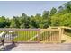 Elevated view from back deck showcasing a sloped backyard and forest surroundings at 1508 Avalon Oaks Ct, Dallas, NC 28034