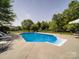 Backyard swimming pool with ample sunbathing space, perfect for summer relaxation and entertaining at 1508 Avalon Oaks Ct, Dallas, NC 28034