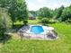 View of a backyard pool with a fence and lounge chairs, offering a private and relaxing oasis at 1508 Avalon Oaks Ct, Dallas, NC 28034