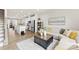Open-concept living room with a comfortable white sofa, modern coffee table, and view of the kitchen at 3748 Ellington St, Charlotte, NC 28211