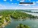 Aerial view of lakefront homes with private docks surrounded by lush greenery, offering serene waterfront living at 4120 Lake Shore S Rd, Denver, NC 28037