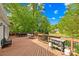 Spacious wooden deck perfect for outdoor dining and entertaining overlooking a lush, wooded yard at 4120 Lake Shore S Rd, Denver, NC 28037