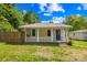 Charming single-story home featuring a covered front porch and a bright blue front door at 485 Lincoln St, Cramerton, NC 28032