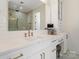 Elegant bathroom features a double vanity, granite countertops, and a walk-in shower with tile surround at 722 Clegg Farm Dr, York, SC 29745