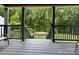 Covered back porch featuring a serene wooded backyard at 8701 W Dixie Dr, Charlotte, NC 28278