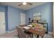 Home office with a ceiling fan, stylish décor, a wooden desk, and plush carpeting at Lot 29 Bozeman Ct # 29, Stanley, NC 28164