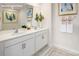 Well-lit bathroom boasting dual sinks, white cabinetry, and elegant decor at 1044 Horizon Ln, Chester, SC 29706