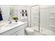 Modern bathroom features a sleek vanity, spacious shower, and neutral color palette at 1044 Horizon Ln, Chester, SC 29706