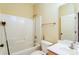 Bathroom featuring a shower over tub and vanity with sink at 123 Singleton Rd, Mooresville, NC 28117