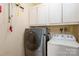 Functional laundry room with a washer, dryer, and overhead cabinets for storage at 123 Singleton Rd, Mooresville, NC 28117