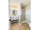 Bathroom features a vanity with an undermount sink and a glass-enclosed shower at 1770 Windsor Dr, Lancaster, SC 29720