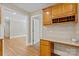 Built-in desk and cabinets in the kitchen, perfect for a home office at 2045 10Th Street Nw Ln, Hickory, NC 28601