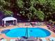 Beautiful pool with a patio, umbrella and chairs, perfect for summer days at 208 Stone Ridge Dr, Salisbury, NC 28146