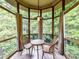 Charming screened porch with table and chairs, perfect for enjoying the surrounding greenery at 218 Point Carpenter Rd, Fort Mill, SC 29707