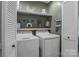 Functional laundry room with modern appliances, shelving, and storage space for laundry essentials at 2444 Mariners Cove Ln, Denver, NC 28037