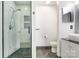 Contemporary bathroom featuring a glass-enclosed shower and modern fixtures at 3505 Frostmoor Pl, Charlotte, NC 28269