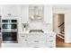 Modern kitchen featuring white cabinets, stainless steel appliances, and a stylish herringbone backsplash at 3661 Annlin Ave, Charlotte, NC 28209