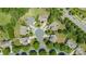 Aerial view of homes in a cul-de-sac with well-manicured lawns and mature trees in a suburban neighborhood at 9710 Holden Ct, Charlotte, NC 28277