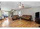 Inviting living room with hardwood floors, connecting dining and living spaces at 112 Chasse Ct, Cleveland, NC 27013
