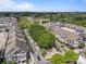 Aerial view of mixed-use buildings that highlights the street's architecture and design at 15913 Trenton Place Rd, Huntersville, NC 28078