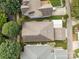An aerial view showcases the property's layout, landscaping, and proximity to surrounding homes at 15913 Trenton Place Rd, Huntersville, NC 28078