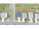 Aerial view of home with yard outlined in yellow, showing the lot lines at 1600 Gaston Mountain Dr, Dallas, NC 28034
