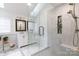 This bathroom features a glass shower and stylish tile work that enhances this elegant space at 211 Southfork Dr, Belmont, NC 28012