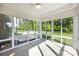 Bright screened-in sunroom featuring many windows with views of the fenced backyard at 2658 Manor Stone Way, Indian Trail, NC 28079