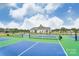 Well-maintained tennis courts with views of the community clubhouse at 2658 Manor Stone Way, Indian Trail, NC 28079