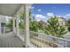 Inviting balcony featuring gray floors and white railing, with views of the neighborhood street and mature trees at 295 Helton Ln, Fort Mill, SC 29708