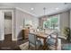 Charming dining room featuring a wood table, blue chairs, decorative lighting, and large window at 295 Helton Ln, Fort Mill, SC 29708