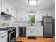 Modern kitchen with white cabinets, stainless steel appliances, and granite countertops at 3103 Suggs St, Belmont, NC 28012