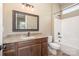 Bathroom with a vanity sink with granite countertops, with shower and bath at 3105 Bonterra Blvd, Indian Trail, NC 28079