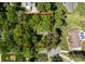 Aerial view of property surrounded by mature trees in a residential neighborhood at 4417 Walter Nelson Rd, Mint Hill, NC 28227