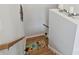 Stairway with wood treads and risers plus a colorful floral rug at 528 Sandbar Pt, Clover, SC 29710