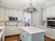 Charming kitchen features white cabinets, an island, and stainless steel appliances at 5308 Sunningdale Dr, Charlotte, NC 28277