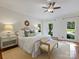 Cozy main bedroom features hardwood floors, neutral colors and abundant natural light at 5308 Sunningdale Dr, Charlotte, NC 28277