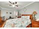 Warm bedroom with hardwood floors, ceiling fan, and side table lamps at 622 University Dr, Rock Hill, SC 29730