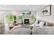 Open-concept living room with fireplace, large TV, and stylish furniture, offering a comfortable and modern living space at 11518 Solstice Way, Huntersville, NC 28078