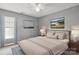 Bright staged bedroom with a large comfortable bed, matching bedside tables, and two pieces of wall art at 1457 Matthew Allen Cir, Kannapolis, NC 28081