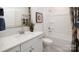 Bright bathroom featuring a vanity with a white countertop and a shower-tub combination at 2066 Skyhawk Dr, York, SC 29745