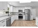 Bright kitchen with white cabinetry, granite countertops, stainless steel appliances and light, wood-look flooring at 219 Proctor Dr, Salisbury, NC 28147