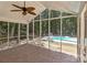 Screened-in porch with ceiling fan provides views of the backyard and pool area at 219 Proctor Dr, Salisbury, NC 28147