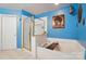 Bathroom features a jacuzzi tub with a glass shower and stylish decor at 2426 Tory Oak Pl, Matthews, NC 28105