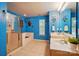 Bright bathroom with a walk-in shower, jacuzzi tub, and double sink vanity at 2426 Tory Oak Pl, Matthews, NC 28105