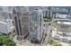 Stunning aerial view of building with nearby parking, baseball field, and downtown cityscape at 333 W Trade St # 1500, Charlotte, NC 28202