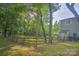 Spacious backyard with mature trees, fencing and natural border offering privacy at 5995 Tall Tree Ln, Harrisburg, NC 28075