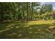 Large backyard with mature trees, and wooded border offering privacy at 5995 Tall Tree Ln, Harrisburg, NC 28075